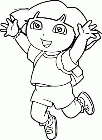 Dora_image_cut_out_jump_coloring_page | Wecoloringpage