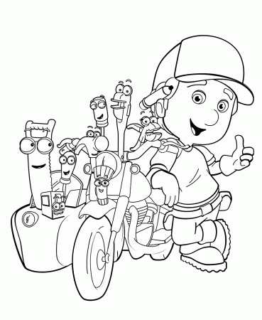 Handy Manny bike coloring pages for kids printable free | Coloring pages  for kids, Cartoon coloring pages, Cute coloring pages
