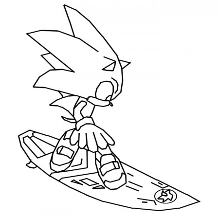Coloring page Mario and Sonic at the Olympic Games Tokyo 2020 : Surf - Sonic  7