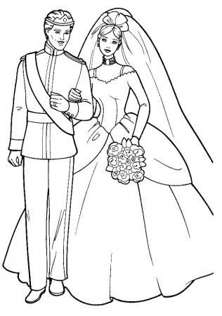 Barbie wedding coloring page (With images) | Barbie coloring pages ...