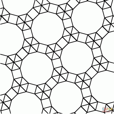 Tessellation with Dodecagon, Triangle and Square coloring page | Free  Printable Coloring Pages