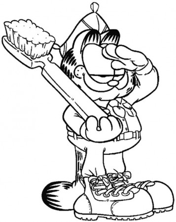 Private Garfield Bring Toothbrush Coloring Page - NetArt