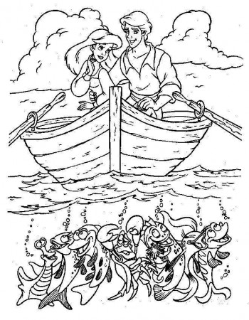 Related Pictures Princess Ariel With Prince Eric On Boat Coloring 