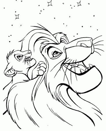The King Mufasa and Simba Lion King Coloring Page - Disney 