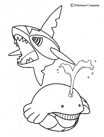 POKEMON BATTLES coloring pages - Wailmer and Sharpedo