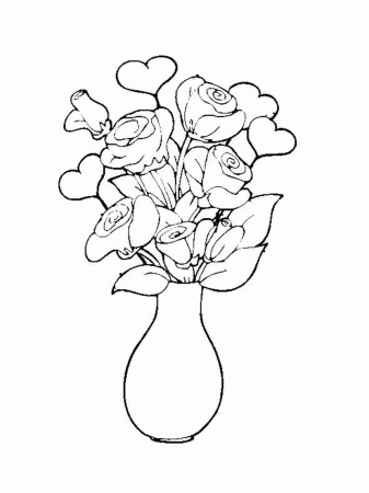A vase with a bouquet of roses – coloring pages | Easy Coloring 