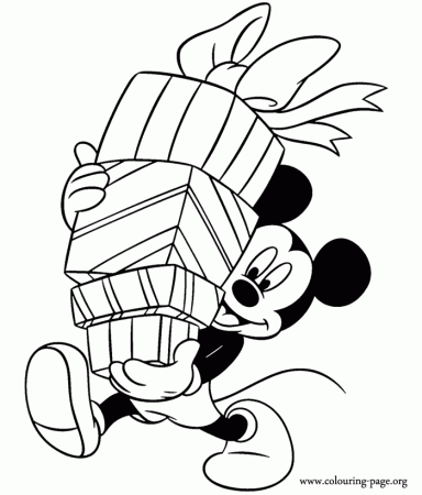 Mickey Mouse - Mickey with gifts coloring page