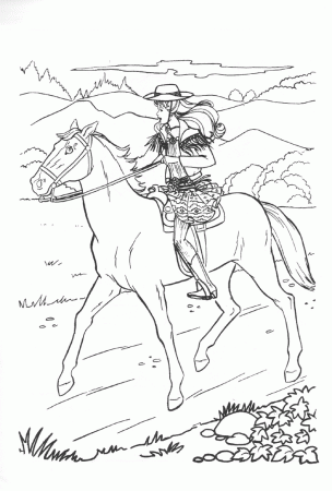 barbie on a horse Colouring Pages (page 2)