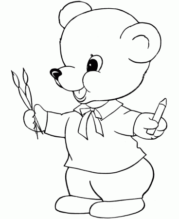 and crayon ready to color some teddy bear art coloring pages 