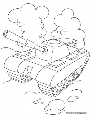 Tank with cloud coloring page | Download Free Tank with cloud 