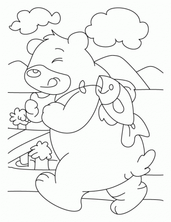 bear fishing Colouring Pages