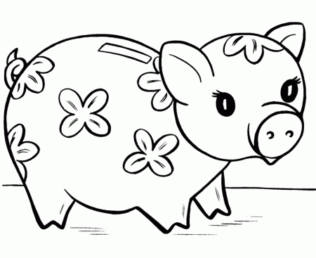 Toy Animal Coloring Pages | Flower Piggy Bank Coloring Page and 