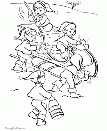 Christmas coloring pages – Santas Elves 013 Free Christmas 
