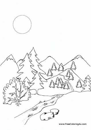 Free Coloring Pictures Of Mountains - High Quality Coloring Pages