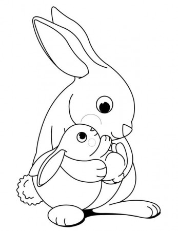 Mom and Baby Rabbit Coloring Page - Free Printable Coloring Pages for Kids