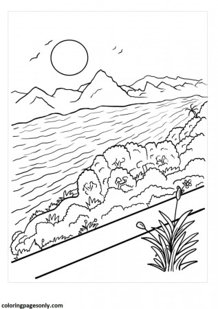 Mountain River Scenery Coloring Pages - Rivers Coloring Pages - Coloring  Pages For Kids And Adults