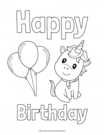 20 Free Happy Birthday Coloring Pages for Kids | Mrs. Merry