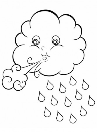 Cute Rain Cloud Coloring Page - Free Printable Coloring Pages for Kids