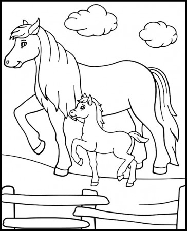 Horses coloring page for kids - Topcoloringpages.net