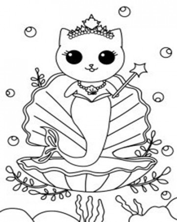 Mermaid Cat Coloring Pages - Coloring Play