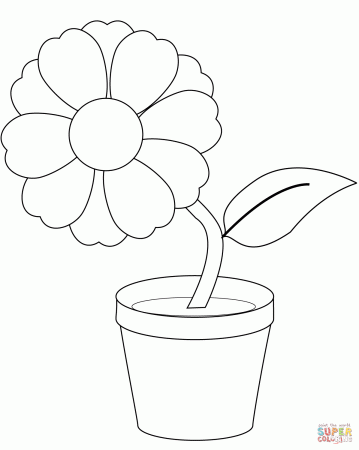 Flower in a Pot coloring page | Free Printable Coloring Pages