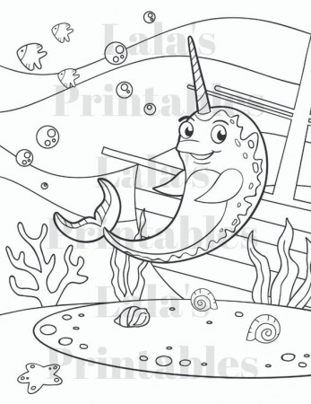 Five Narwhal Coloring Pages Set Printable Digital Download | Etsy