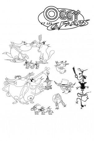 Oggy and the cockroaches coloring pages - Coloring for kids ...