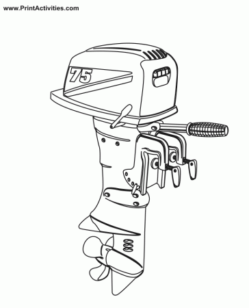 Boat Coloring Page | Outboard motor