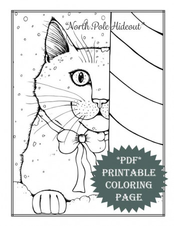 PDF printable coloring page coloring book cat animal snow | Etsy