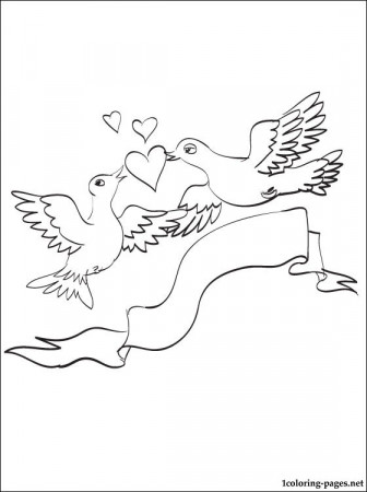 Coloring page with pair of love birds | Coloring pages