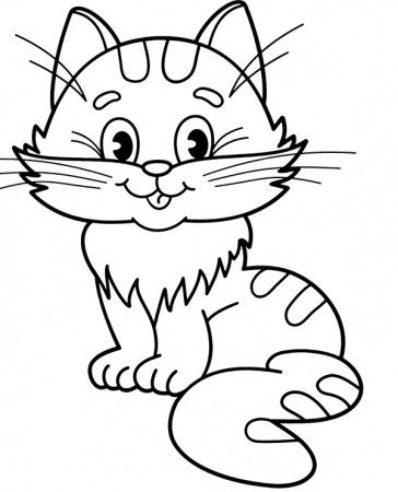 Simple kitten coloring page for kids a pet