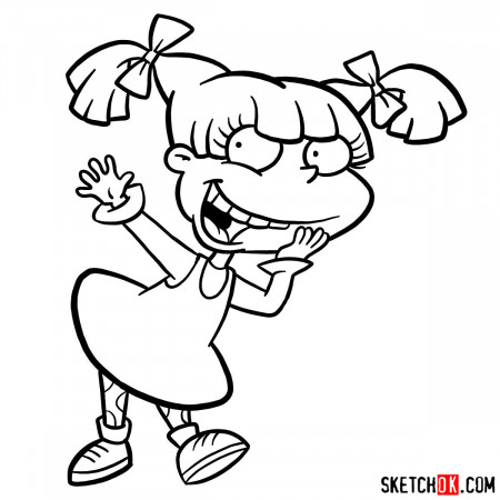 How to draw Angelica Pickles | Rugrats - Step by step drawing tutorials