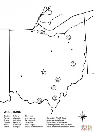 Ohio Map Worksheet coloring page | Free Printable Coloring Pages