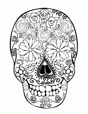 sugar skull coloring page tattoo 76745 dia de los muertos coloring ...