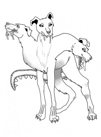 Cerberus the Three Heads Dog Coloring Page - Free Printable Coloring Pages  for Kids