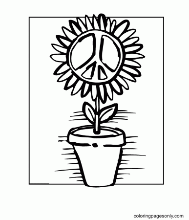 Flower with Peace Sign Coloring Pages - International Day of Peace Coloring  Pages - Coloring Pages For Kids And Adults