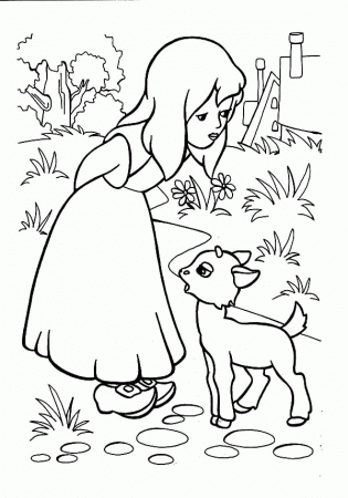 Mary Had a Little Lamb to Play with Her Coloring Pages | Color Luna