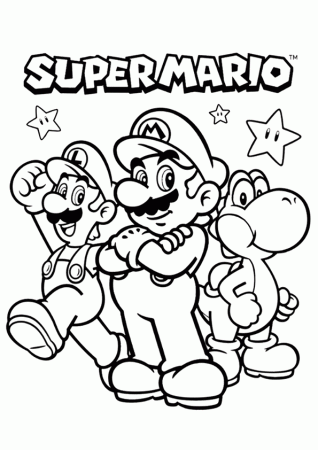 Super Mario, Luigi and Yoshi coloring page