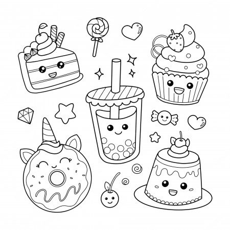 cute dessert coloring page
