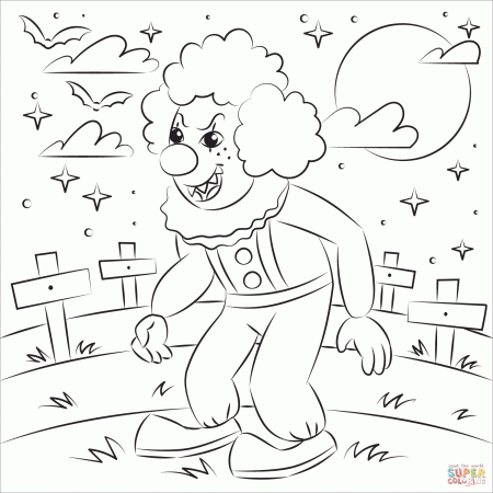 Evil Clown coloring page | Free Printable Coloring Pages