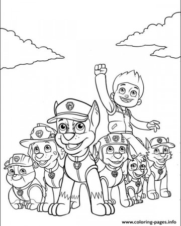 Paw Patrol Ryder And His Powerful Team Coloring Pages Printable