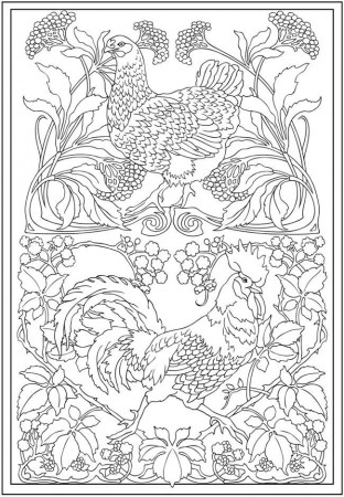 Creative Haven Art Nouveau Animal Designs Coloring Book Dover ...