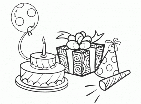 Coloring & Activity Pages: Birthday Stuff Coloring Page