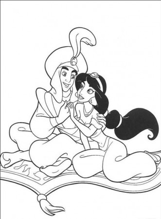 Princess Jasmine And Aladdin Coloring Pages - Aladdin Cartoon 