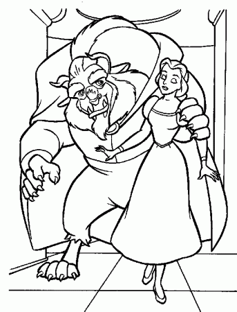 Beast Taking Belle Riding Horse | Kids Coloring Page