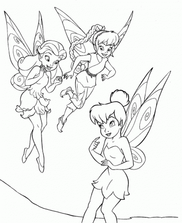 Tinker Bell And Two Friend Coloring Page - Kids Colouring Pages