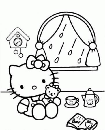 Hello Kitty playing to the dinner - free coloring pages | Coloring 