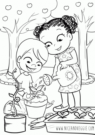 Kids Gardening - Coloring pages for children - Children Sharing Coloring Pages