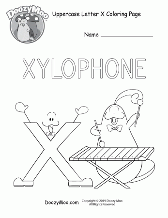 Cute Uppercase Letter X Coloring Page (Free Printable) - Doozy Moo