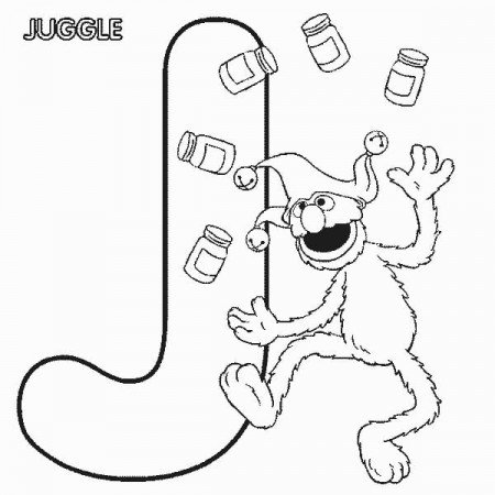 Grover with Letter J Coloring Page - Free Printable Coloring Pages for Kids